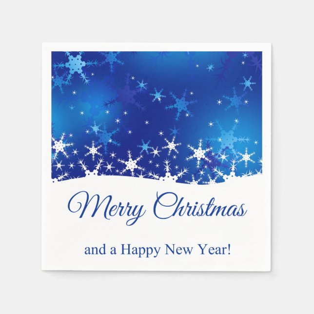 Christmas Blue Winter Snowflakes Napkin (Front)