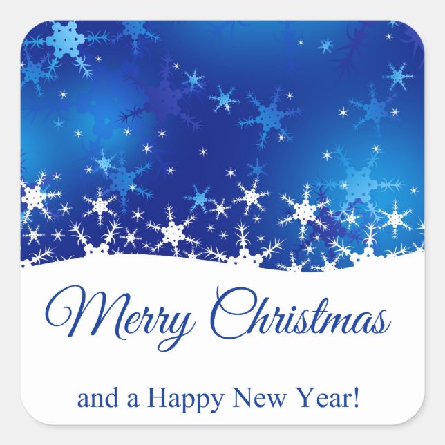 Christmas Blue Winter Snowflakes Square Sticker (Front)