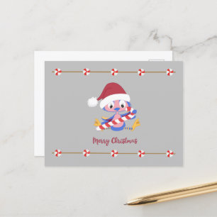 Christmas Bluebird Candy Cane Customisable Text Holiday Postcard