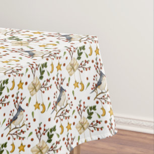 Christmas Bluejay Tablecloth