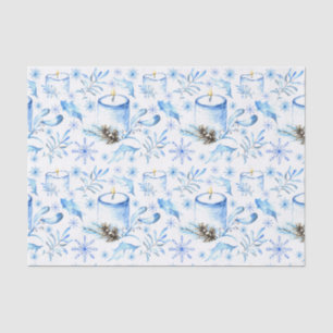 Christmas Blues - Candles, Snowflakes and Leaves Tissue Paper