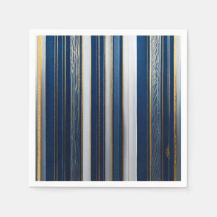 Christmas Blues Stripes Blue White Gold Napkin