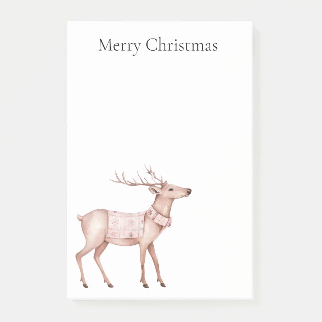 Christmas Blush Pink Deer Post-it Notes (Front)