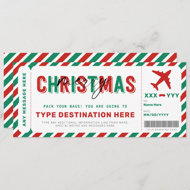 Christmas Boarding Pass Voucher Gift Ticket (Front/Back)