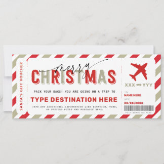 Christmas Boarding Pass Voucher Gift Ticket Invitation