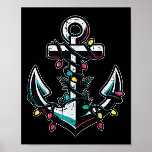 Christmas Boat Anchor Xmas Sailor Cruise Men Boys Poster