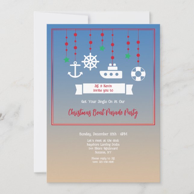 Christmas Boat Mobile Invitation (Front)