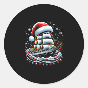 Christmas Boating Sailing Cruise Boat Surrounded B Classic Round Sticker