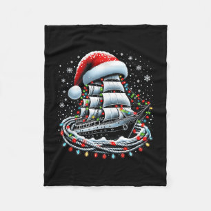 Christmas Boating Sailing Cruise Boat Surrounded B Fleece Blanket