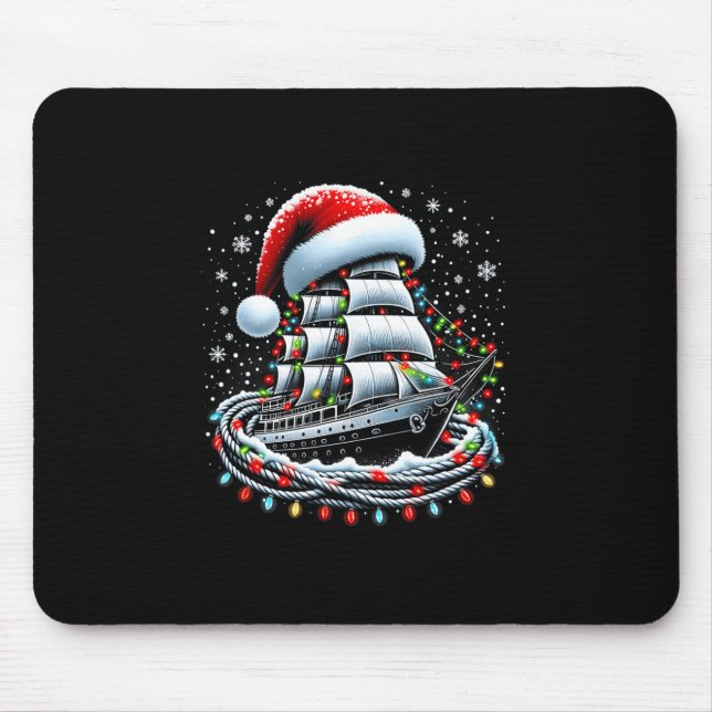 Christmas Boating Sailing Cruise Boat Surrounded B Mouse Pad (Front)