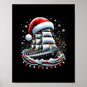 Christmas Boating Sailing Cruise Boat Surrounded B Poster