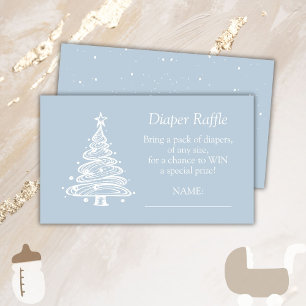 Christmas Boho Blue Baby Boy Shower Diaper Raffle Enclosure Card