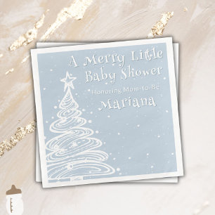 Christmas Boho Blue Boy Baby Shower Napkin