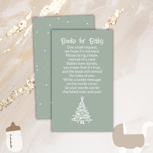 Christmas Boho Green Gender Neutral Books for Baby Enclosure Card (Creator Uploaded)