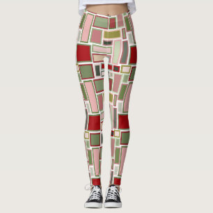 Christmas Boho Rectangles Leggings