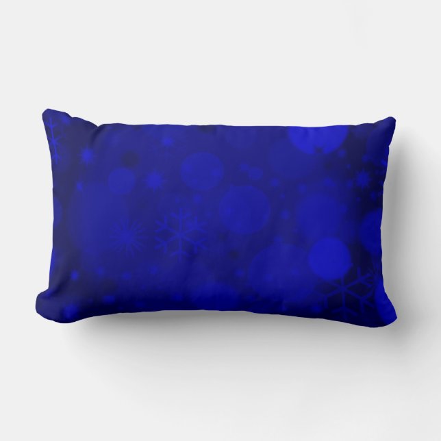 Christmas Bokeh, Blue Lumbar Throw Pillow (Front)