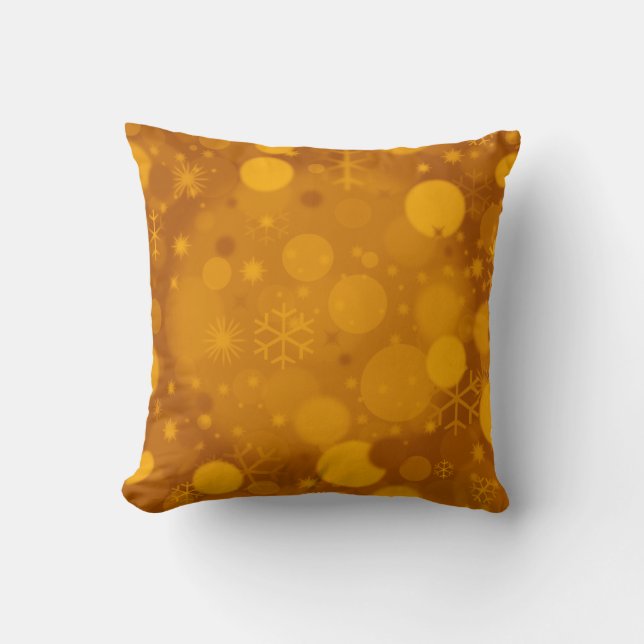 Christmas Bokeh, Golden Square Throw Pillow (Front)