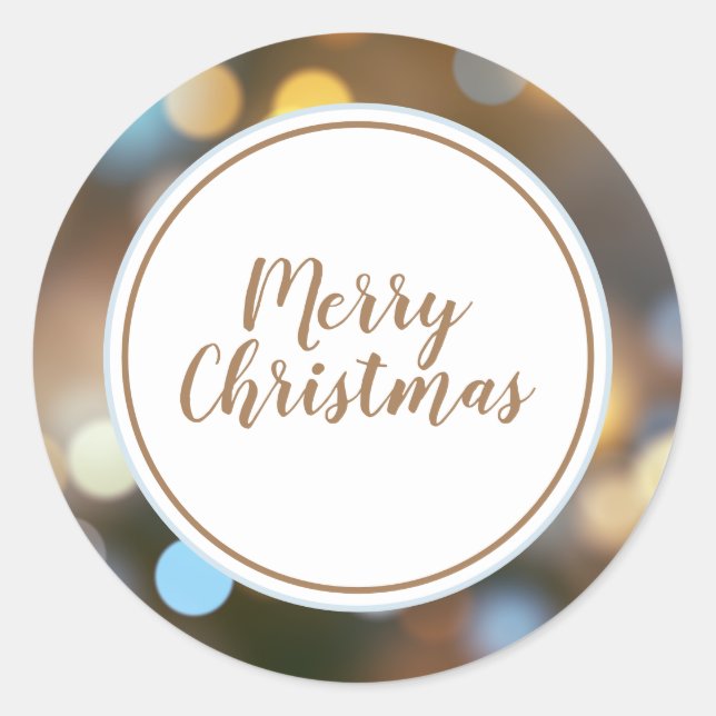 Christmas Bokeh  Lights Modern Holiday Classic Round Sticker (Front)
