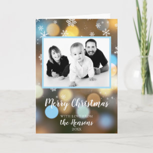 Christmas Bokeh Lights Personalizable Family Photo Card