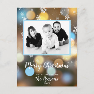 Christmas Bokeh Lights Personalizable Family Photo Holiday Postcard