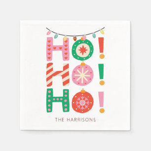 Christmas Bold Colourful Modern Ho Ho Ho Holiday Napkin