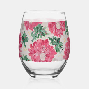 Christmas Bonanza Floral  Stemless Wine Glass