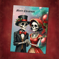Christmas Bone Romance, A festive skeleton couple.