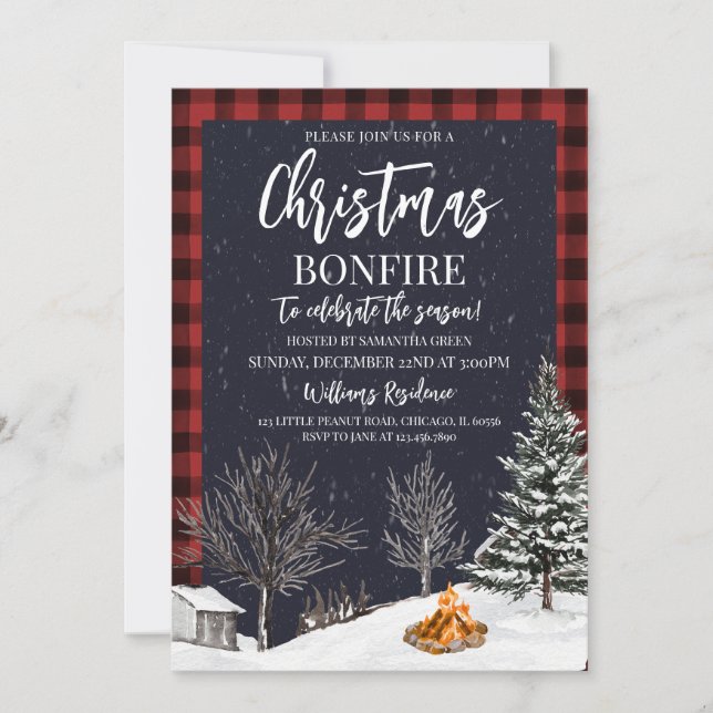 Christmas Bonfire Party Invitation (Front)