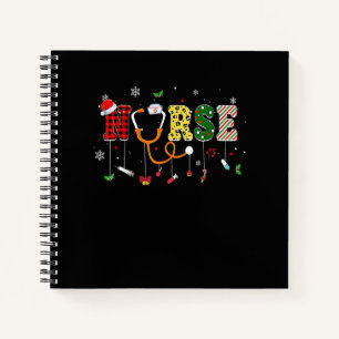 Christmas Boo Boo Crew Reindeer Nurse Buffalo Plai Notebook