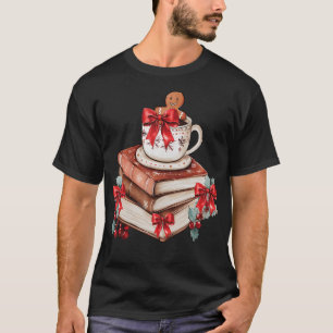 Christmas Book Gingerbread Bookworm Librarian Book T-Shirt