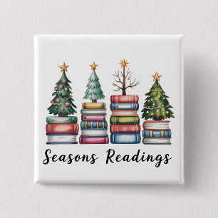 Christmas Book Lover Teacher Reading Season Xmas 15 Cm Square Badge