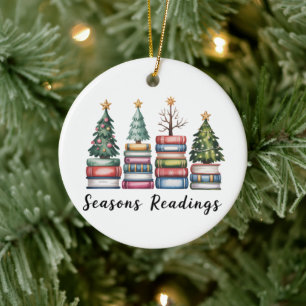 Christmas Book Lover Teacher Reading Season Xmas Ceramic Tree Decoration