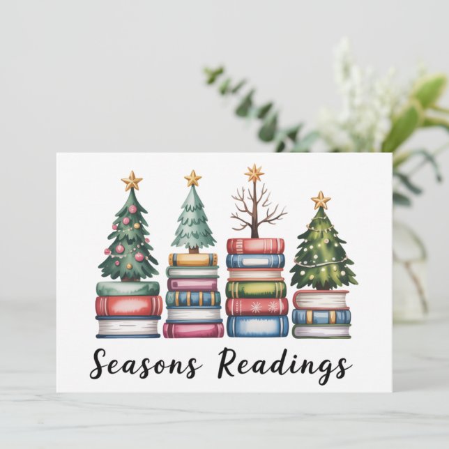 Christmas Book Lover Teacher Reading Season Xmas Holiday Card (Standing Front)