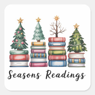 Christmas Book Lover Teacher Reading Season Xmas Square Sticker