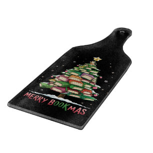 Christmas Book Lover Tree Librarian Merry Bookmas  Cutting Board