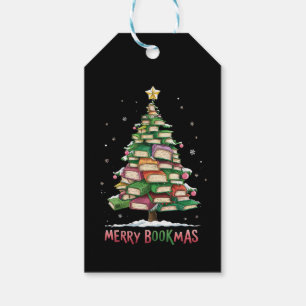 Christmas Book Lover Tree Librarian Merry Bookmas Gift Tags