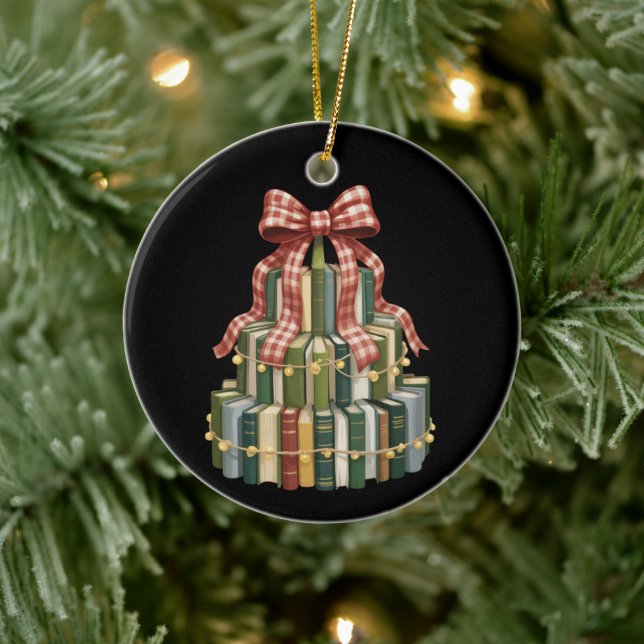 Christmas Book Tree Book Teacher Reading Bookish  Ceramic Tree Decoration (Tree)