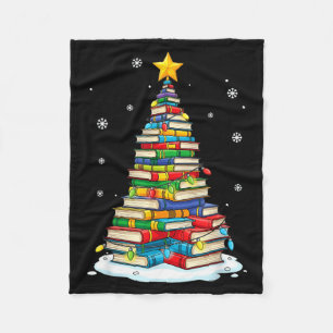 Christmas Book Tree Funny Librarians Books Lover  Fleece Blanket