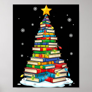Christmas Book Tree Funny Librarians Books Lover Poster
