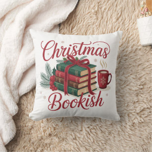 Christmas Bookish Cozy Reading Lover Bookworm Xmas Cushion