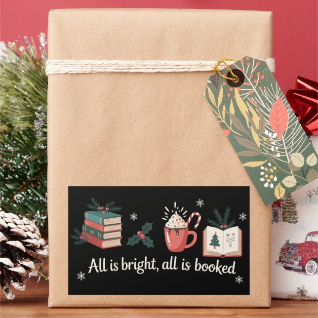 Christmas Books Book Lover Readers Holiday Teacher Rectangular Sticker (Holiday)