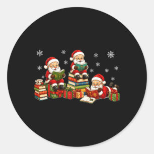 Christmas Books Funny Teachers Santa Reading Book Classic Round Sticker