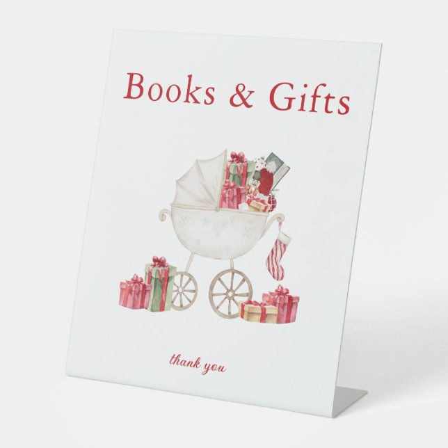 Christmas Books & Gifts Baby Shower Sign (Front)