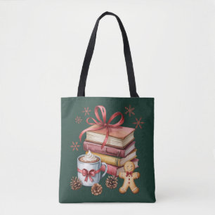 Christmas Books Gingerbread Books Cocoa Bookish Tote Bag