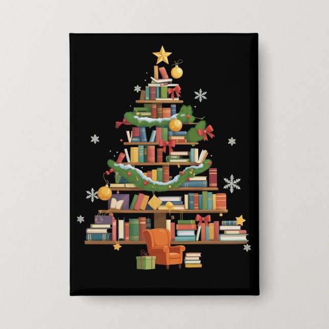 Christmas Books Tree Book Lover Teachers Bookworm  (Front)