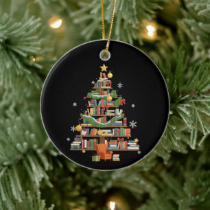 Christmas Books Tree Book Lover Teachers Bookworm Ceramic Tree Decoration