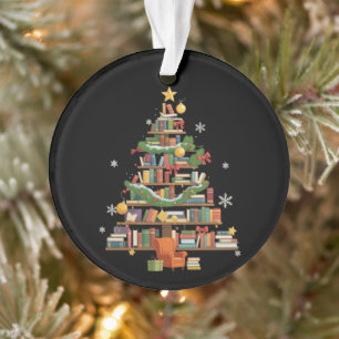 Christmas Books Tree Book Lover Teachers Bookworm Ornament