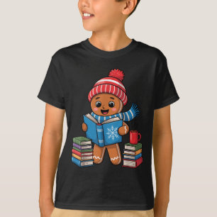 Christmas Bookworm Gingerbread Reading Books Funny T-Shirt