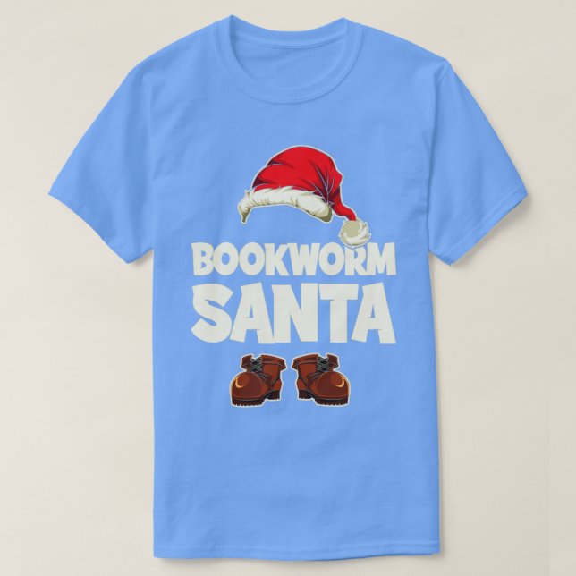 Christmas Bookworm Santa Xmas Santa Claus T-Shirt (Design Front)