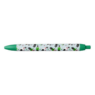 Christmas Border Collie Black Ink Pen